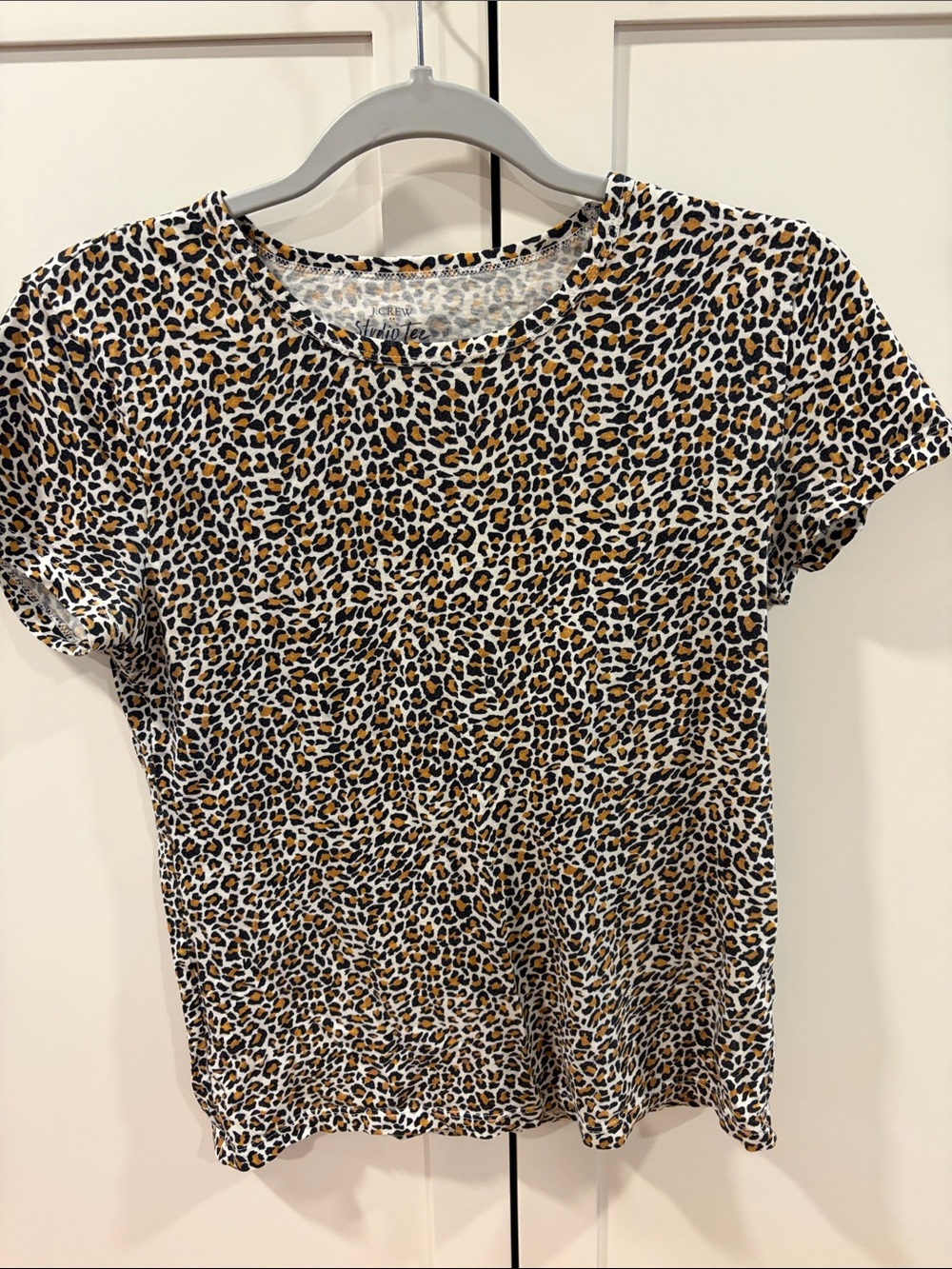 J. Crew Leopard Print Short Sleeve Tee in Brown and Black